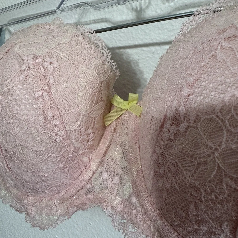Victoria's‎ Secret LIght Pink Lace Strapless Push Up Bra Womens Size 34DD